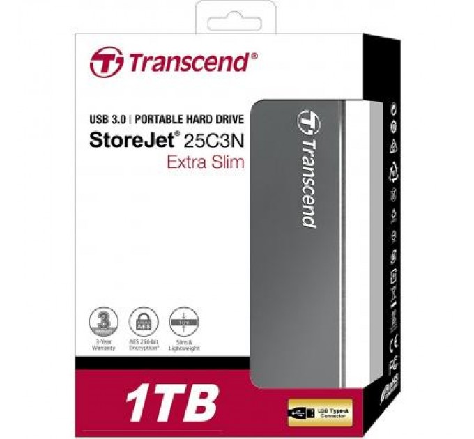 Transcend Зовнішній жорсткий диск 2.5" 1TB Transcend (TS1TSJ25C3N)