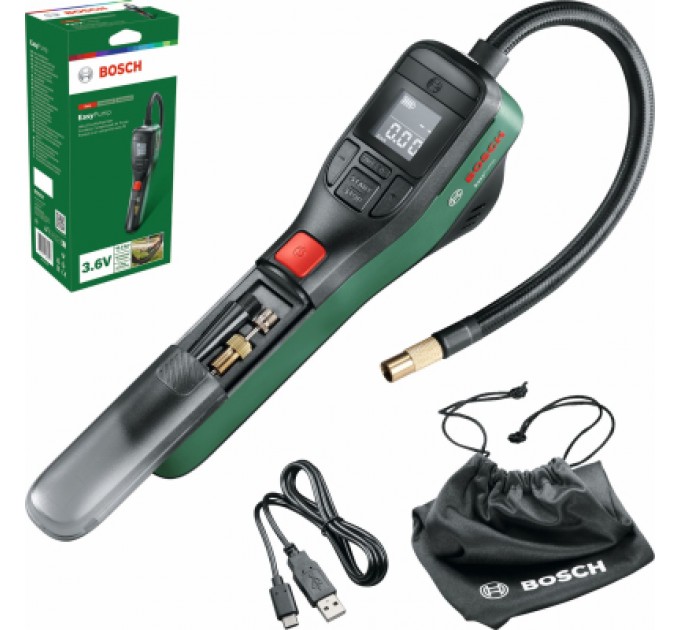 Bosch Автомобільний компресор Bosch EasyPump, 3.6V, 3Ah, 10.3 бар, 10 л/хв, 0.4кг (0.603.947.000)