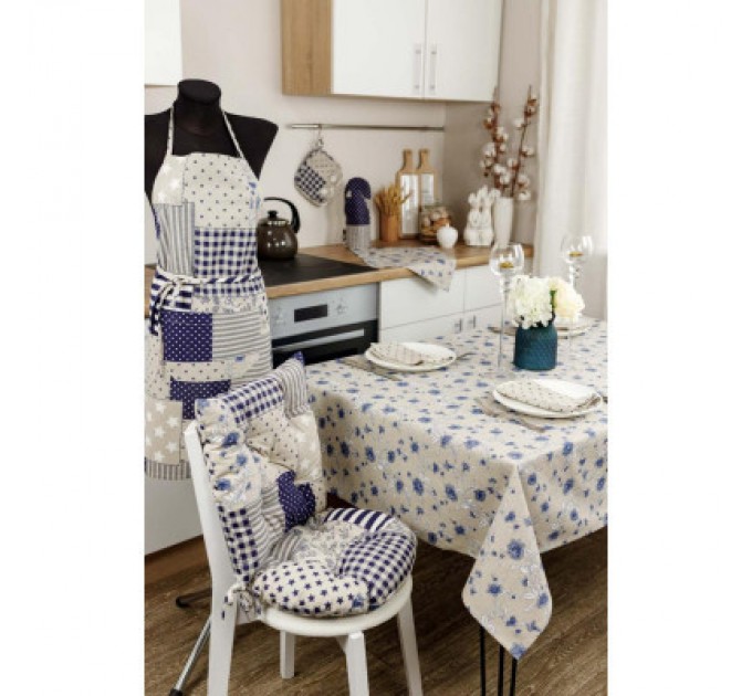 Прованс Подушка на стілець Прованс Печворк синій Господиня D-40 см (4823093451209)