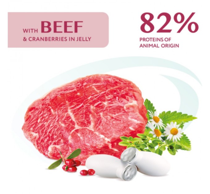 Optimeal Вологий корм для собак Optimeal з яловичиною та журавлиною в желе 100 г (4820215369626)