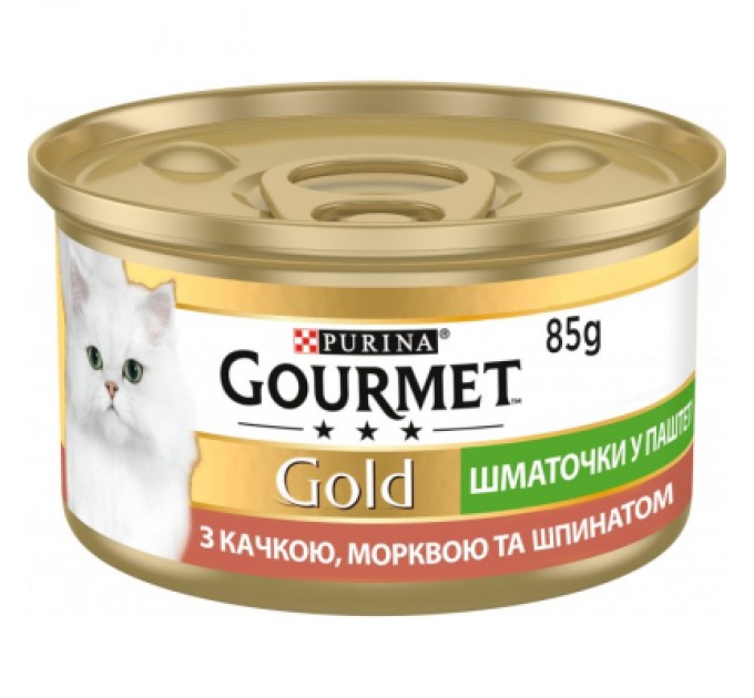 Purina Gourmet Паштет для котів Purina Gourmet Gold. З качкою, морквою і шпинатом. Шматочки в паштеті 85 г (7613033728778)