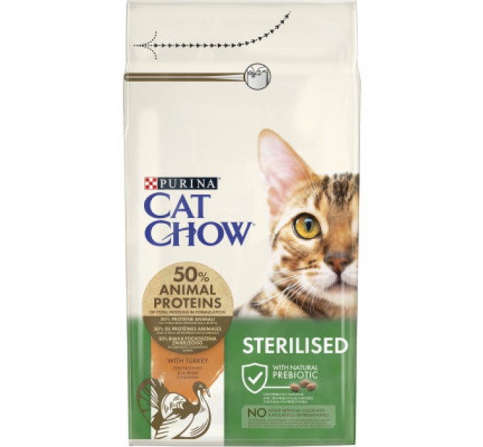 Purina Cat Chow Сухий корм для кішок Purina Cat Chow Sterilised з індичкою 1.5 кг (7613287329516)