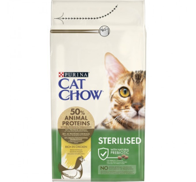 Purina Cat Chow Сухий корм для кішок Purina Cat Chow Sterilised з куркою 1.5 кг (7613032233396)