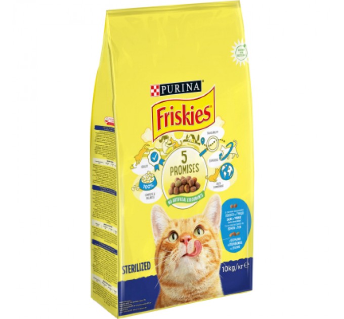 Purina Friskies Сухий корм для кішок Purina Friskies Sterile з лососем і овочами 10 кг (7613033205064)