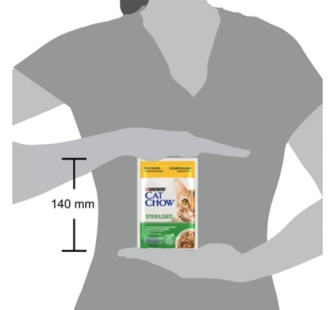 Вологий корм для кішок Purina Cat Chow Sterilised з куркою та баклажанами в желе 85г (7613037025644)