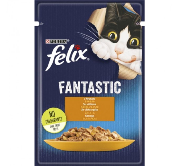Purina Felix Вологий корм для кішок Purina Felix Fantastic з куркою в желе 85 г (7613039788097)
