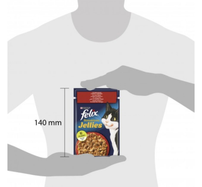 Purina Felix Вологий корм для кішок Purina Felix Sensations Jellies з яловичиною та томатами в желе 85 г (7613039831724)