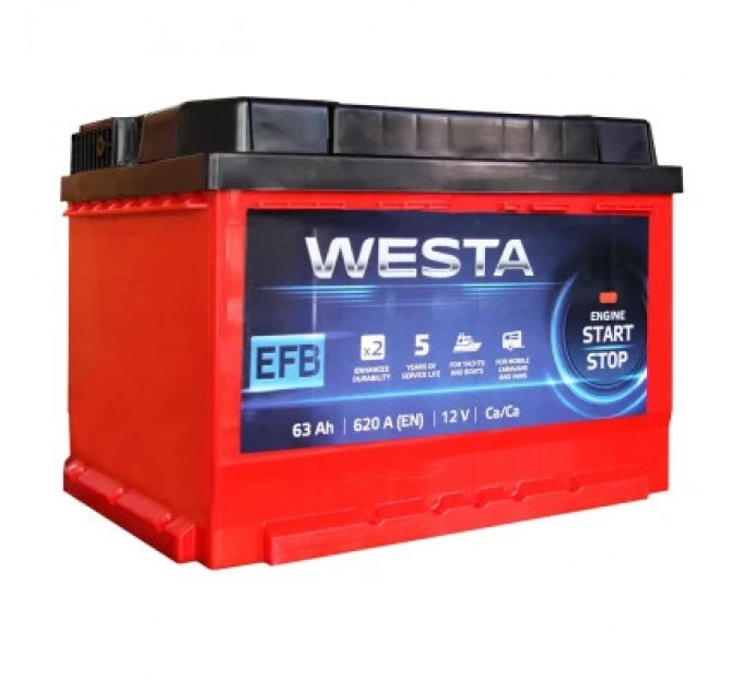 Westa Акумулятор автомобільний Westa 6CT-63 А (0) RED EFB