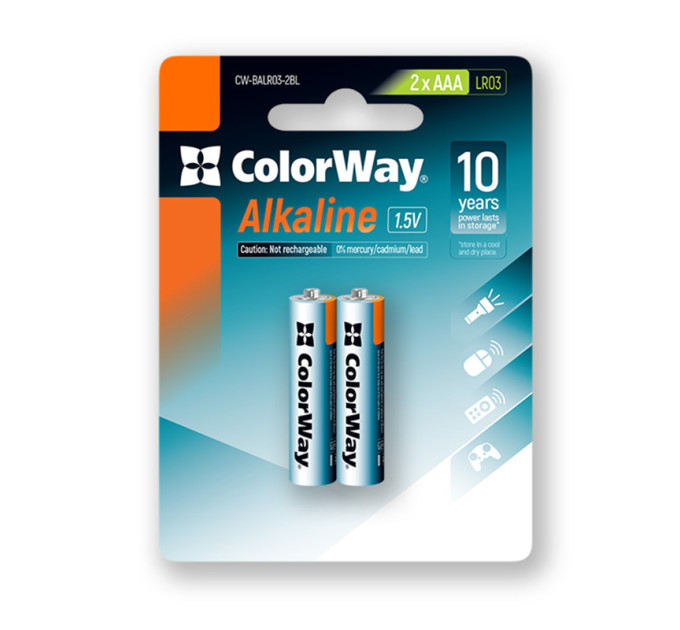 ColorWay Батарейка ColorWay AAA LR03 Alkaline Power (лужні) * 2 blister (CW-BALR03-2BL)