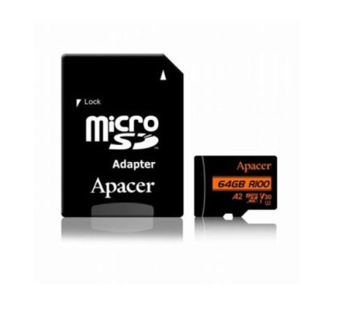 Apacer Карта пам'яті Apacer 64GB microSD class 10 UHS-I U3 (AP64GMCSX10U8-R)