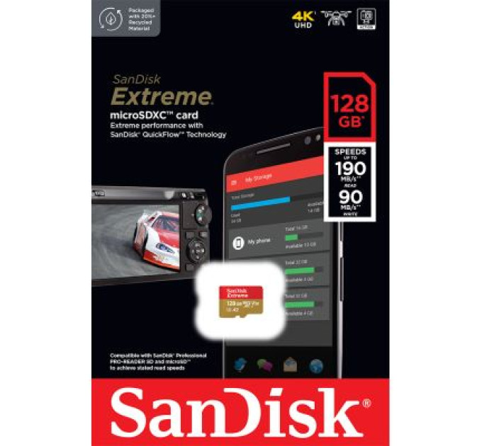 SanDisk Карта пам'яті SanDisk 128GB microSD class 10 UHS-I U3 Extreme (SDSQXAA-128G-GN6MN)