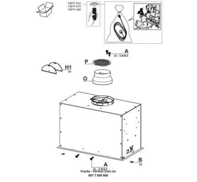 Franke Витяжка кухонна Franke Box Flush EVO FBFE BK MATT A70 (305.0665.365)