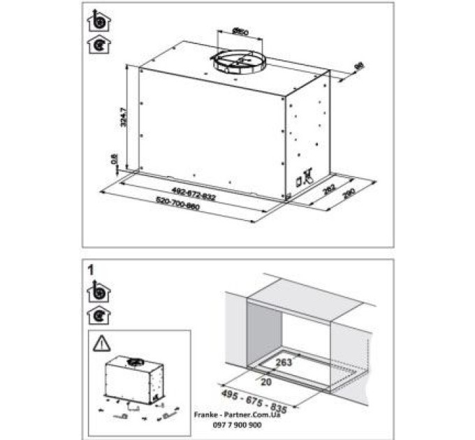 Franke Витяжка кухонна Franke Box Flush EVO FBFE BK MATT A70 (305.0665.365)