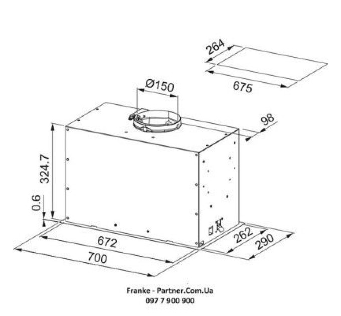 Franke Витяжка кухонна Franke Box Flush EVO FBFE BK MATT A70 (305.0665.365)