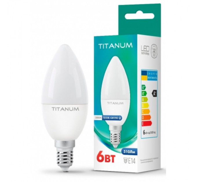 TITANUM Лампочка TITANUM C37 6W E14 3000K (TLС3706143)