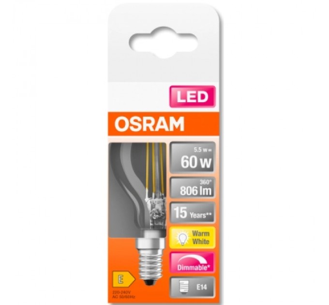 Osram Лампочка Osram LED CL P60 DIM 6,5W/827 230V FIL E14 10x1 (4058075447875)