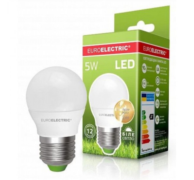 EUROELECTRIC Лампочка EUROELECTRIC LED G45 5W E27 4000K 220V (LED-G45-05274(EE))