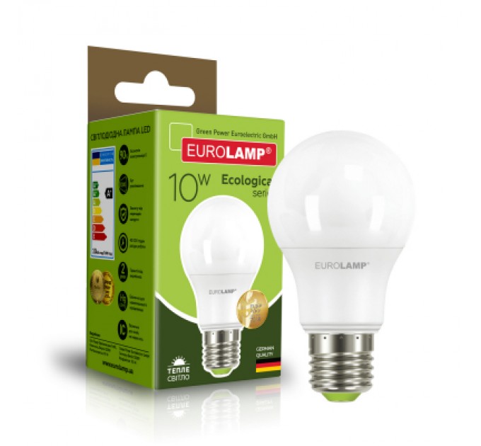 Лампочка Eurolamp LED А60 10W E27 3000K 220V (LED-A60-10273(P))