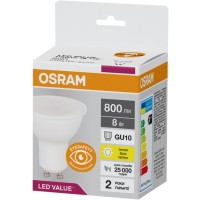 Лампочка Osram LED VALUE, PAR16, 8W, 3000K, GU10 (4058075689909)