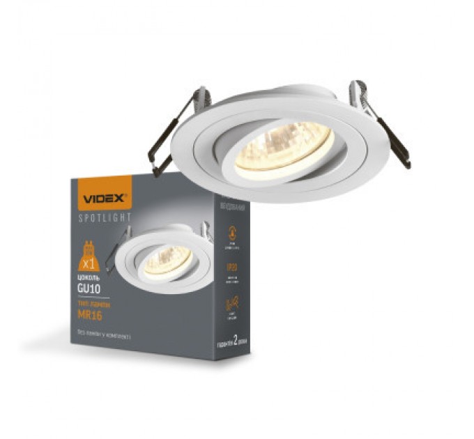 Videx Світильник точковий Videx під лампу GU10 врізний Круглий Білий (VL-SPF08R-W)