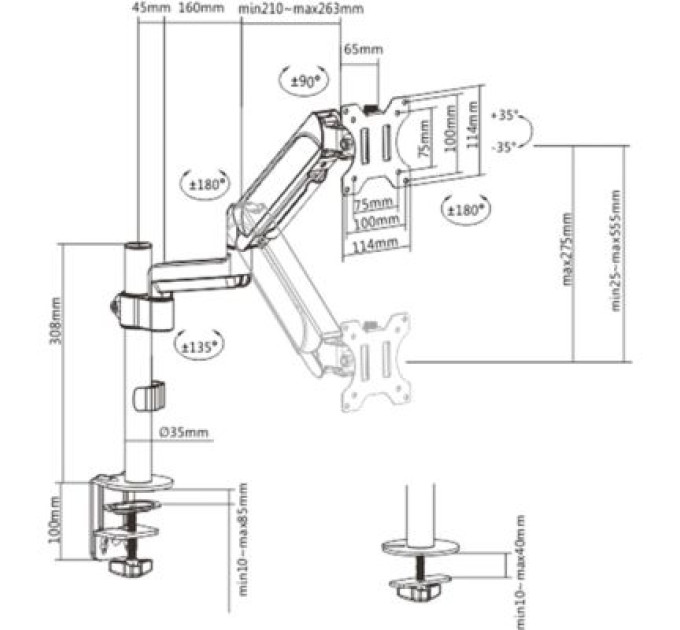 Gembird Кронштейн Gembird MA-DA1P-01
