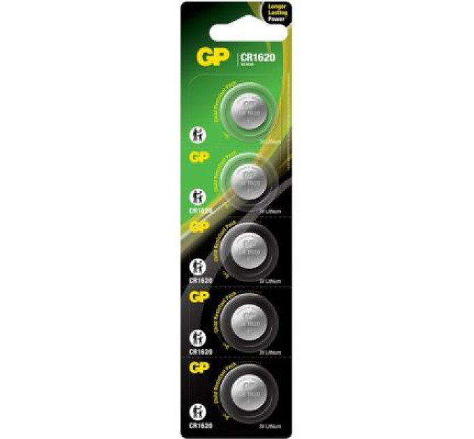 Gp Батарейка Gp CR1620 Lithium 3.0V * 1 (відривається) (CR1620-7U5 / 4891199063886)
