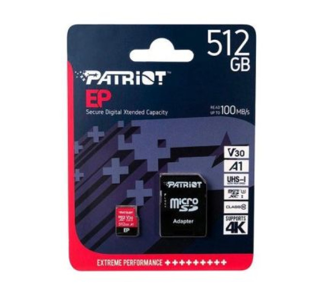 Patriot Карта пам'яті Patriot 512GB microSD class 10 UHS-I U3 (PEF512GEP31MCX)