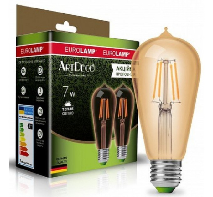Eurolamp Лампочка Eurolamp ST64 7W E27 2700K (MLP-LED-ST64-07273(Amber))
