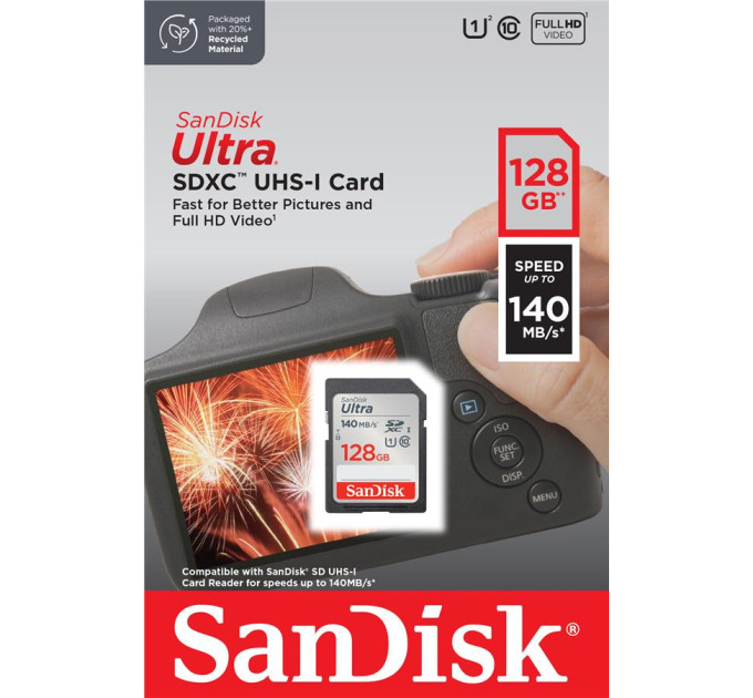 SanDisk Карта пам'яті SanDisk 128GB SD class 10 UHS-I Extreme Ultra (SDSDUNB-128G-GN6IN)