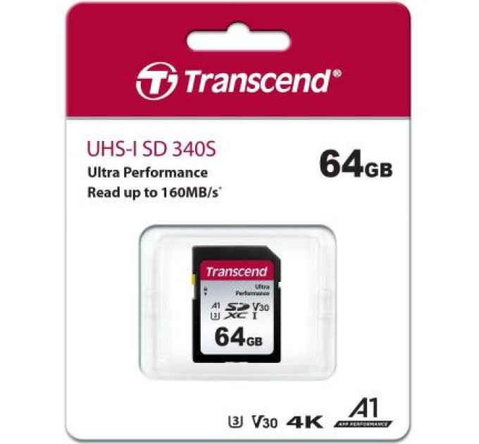 Transcend Карта пам'яті Transcend 64GB SD class 10 UHS-I U3 4K (TS64GSDC340S)
