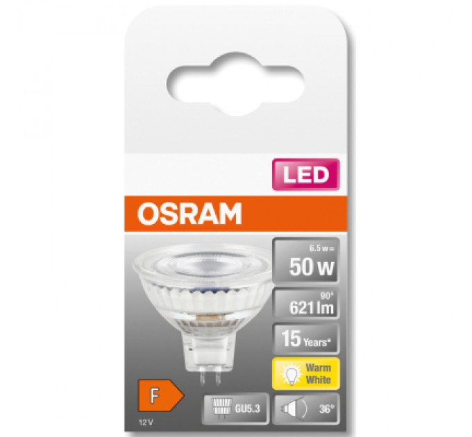 Osram Лампочка Osram LED MR16 50 36 8W/827 12V GU5.3 (4058075433762)