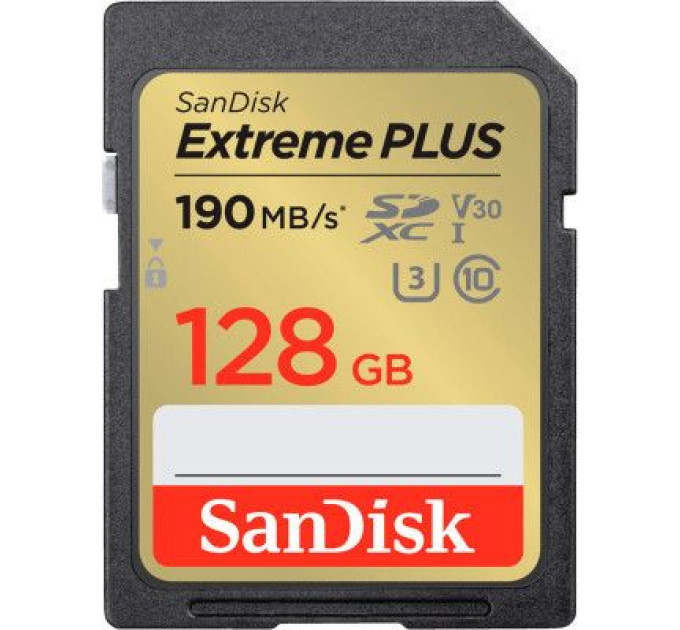 SanDisk Карта пам'яті SanDisk 128GB SDXC class 10 UHS-I U3 4K Extreme Plus (SDSDXWA-128G-GNCIN)