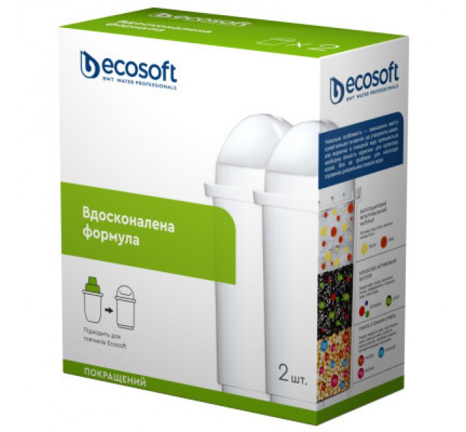 Ecosoft Картридж для фільтра глечика Ecosoft К-т Картриджів для глечиків покращений (2 шт) (4820056800692)