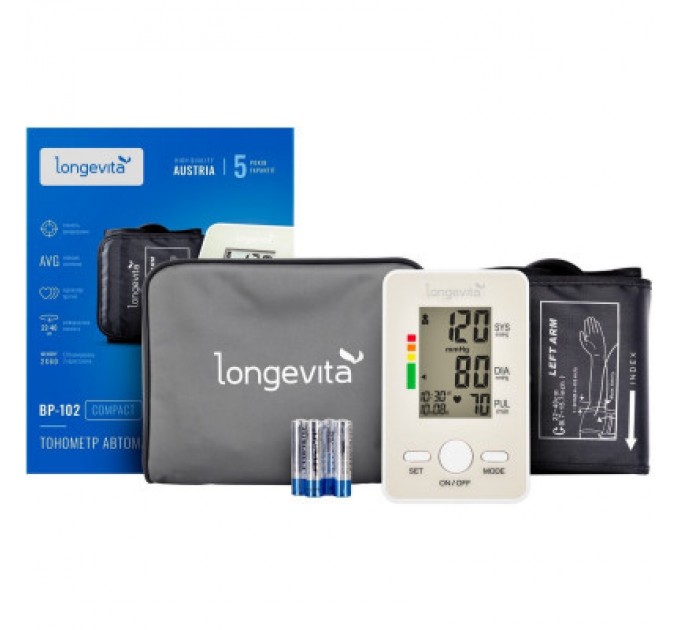 Longevita Тонометр Longevita Авт.вимір.артер.тиску LONGEVITA BP-102 Авт. вимір. артер. тиску (BP-102)