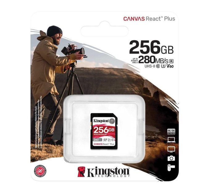 Kingston Карта пам'яті Kingston 256GB SDXC class 10 UHS-II U3 Canvas React Plus (SDR2V6/256GB)