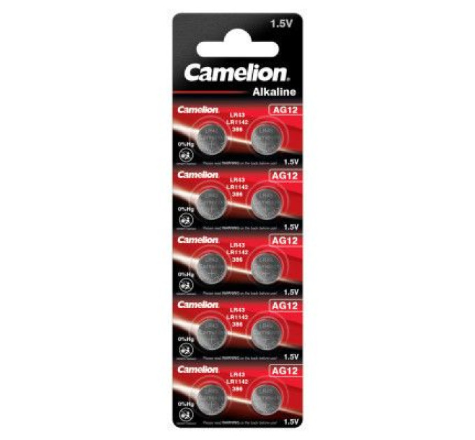 Camelion Батарейка AG12 / LR43 / LR1142 / 386 Alkaline * 10 Camelion (AG12-BP10)