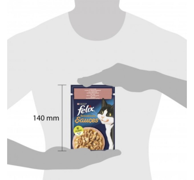 Purina Felix Вологий корм для кішок Purina Felix Sensations Sauces з лососем у соусі зі смаком креветок 85 г (7613039836026)