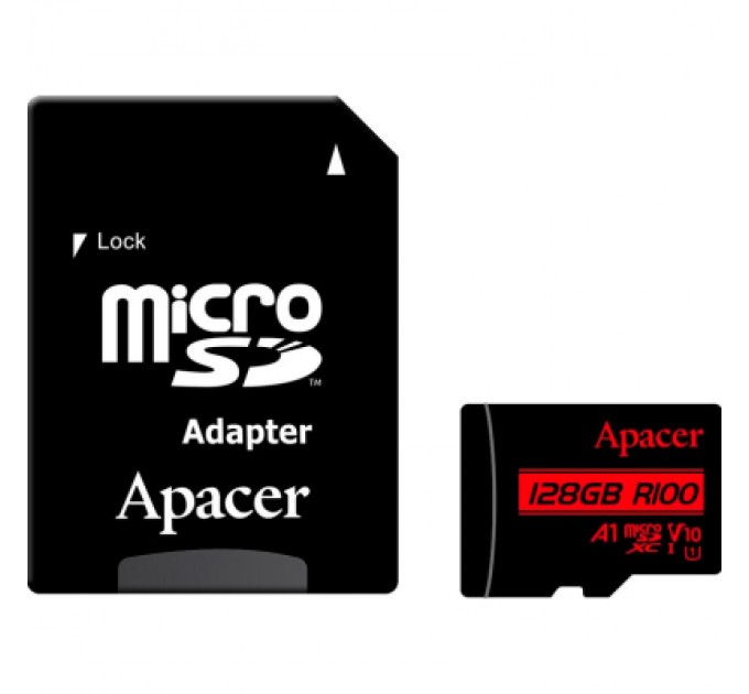 Карта пам'яті Apacer 128GB microSD class 10 UHS-I V10 A1 (AP128GMCSX10UB-R)