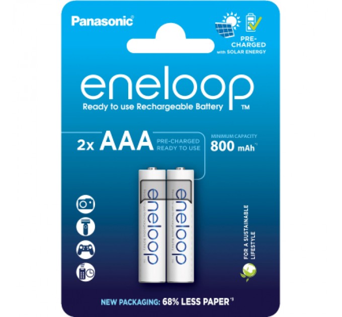 Panasonic Акумулятор Panasonic AAA Eneloop 800mAh NI-MH * 2 (BK-4MCDE/2CP)