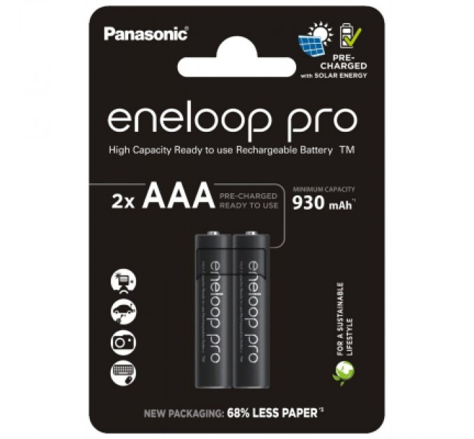 Panasonic Акумулятор Panasonic AAA Eneloop 930mAh Pro NI-MH * 2 (BK-4HCDE/2CP)