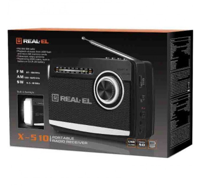 REAL-EL Портативний радіоприймач REAL-EL X-510 Black