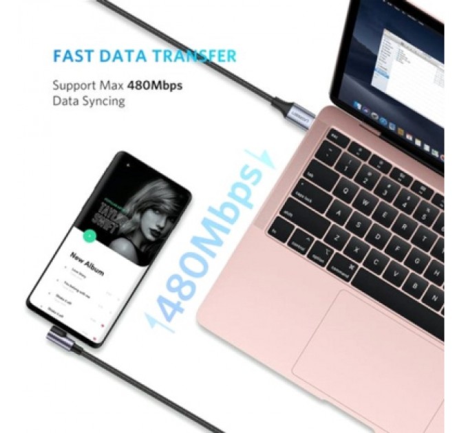 Ugreen Дата кабель USB-C to USB-C 2.0m 60W US255 Black Gray Ugreen (50125)