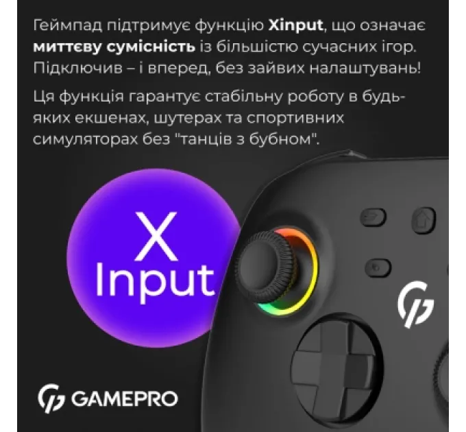 GamePro Геймпад GamePro GPX13B 2.4G/BT 5.1/USB/PC/iOS/Android RGB Black (GPX13B)