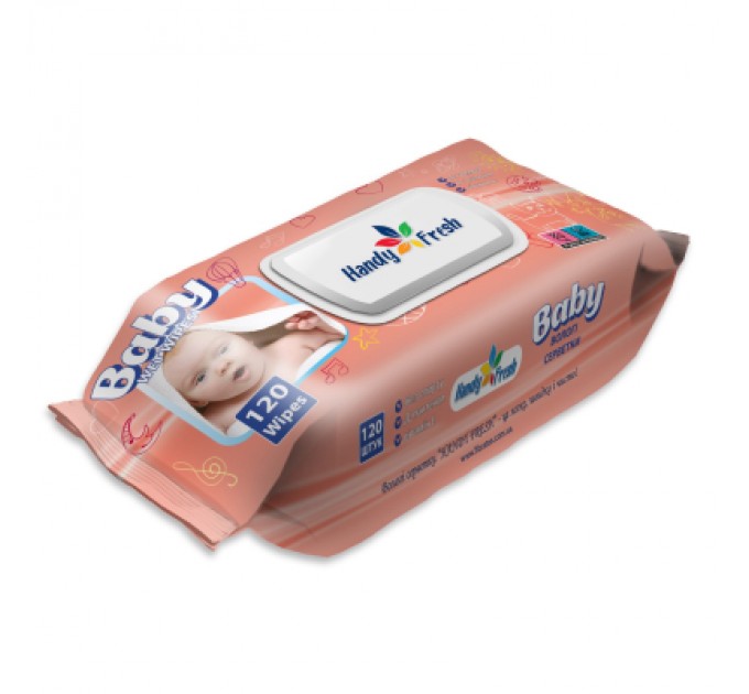 Handy Fresh Дитячі вологі серветки Handy Fresh яблуко, клапан 120 шт (4820237500212)