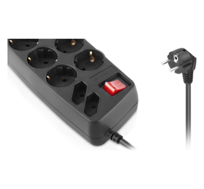 REAL-EL Мережевий фільтр живлення REAL-EL REAL-EL RS-10 Protect, 1.8m, black (EL122300038)