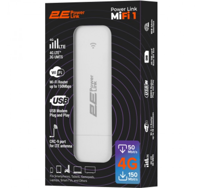 2E Мобільний Wi-Fi роутер 2E PowerLink MiFi-1 2024 (694743655322)
