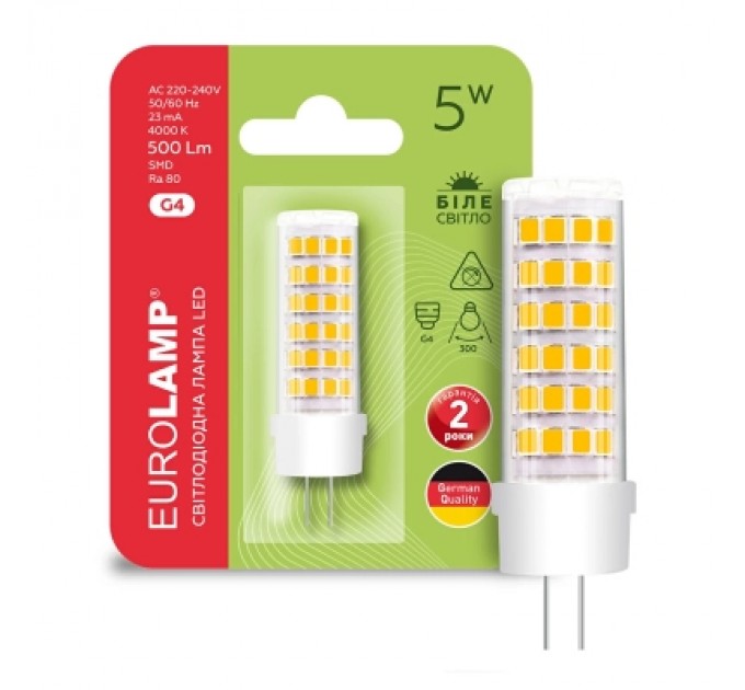 Eurolamp Лампочка Eurolamp Светодиодная капсульная лампа EUROLAMP LED силикон G4 5W 500Lm 400 (LED-G4-0540(220))
