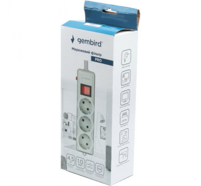 Gembird Мережевий фільтр живлення Gembird SPG3-G-15G-PRO