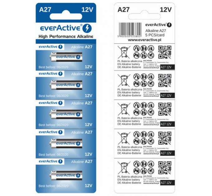 everActive Батарейка everActive A27 BL 5шт