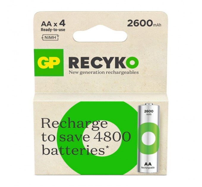 Gp Аккумуляторы GP Recyko 2600 AA/HR06 NI-MH 2600 mAh BL 4 шт